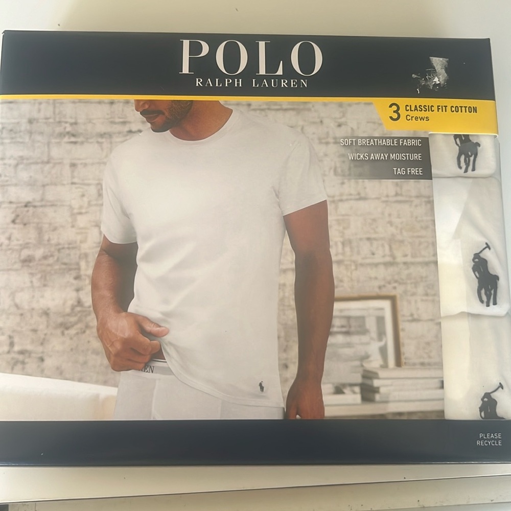 Classic Fit Ralph Lauren White Crewneck 3 pack Medium